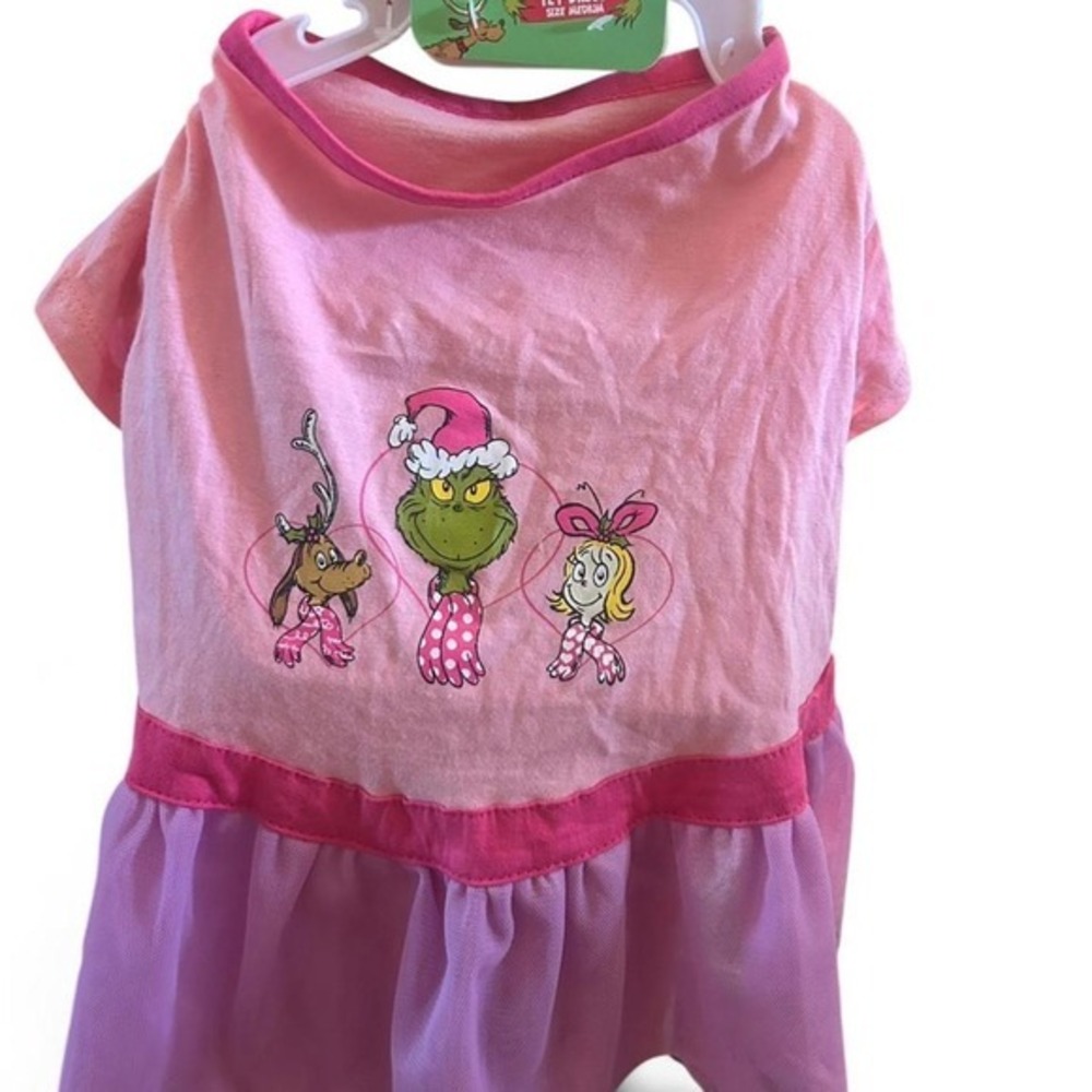 NWT Pink Grinch pet dog dress size medium dress with hood